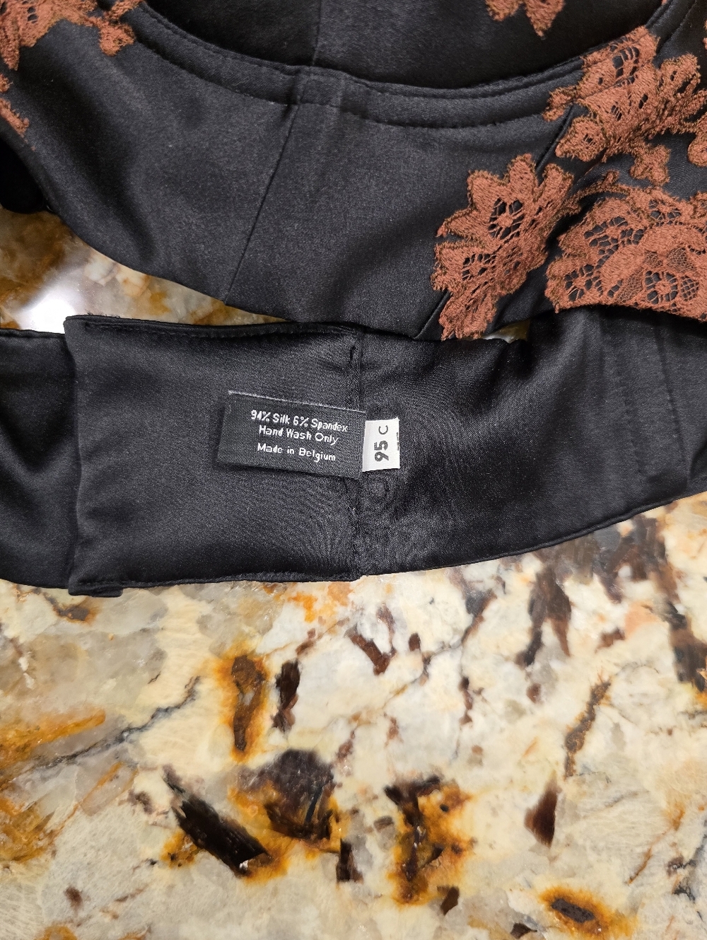 Carine Gilson Lace appliquéd silk blend satin balconette bra Black US34C - Picture 3 of 5